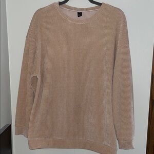 SHEIN Beige Ribbed Corduroy Long Sleeve Pullover